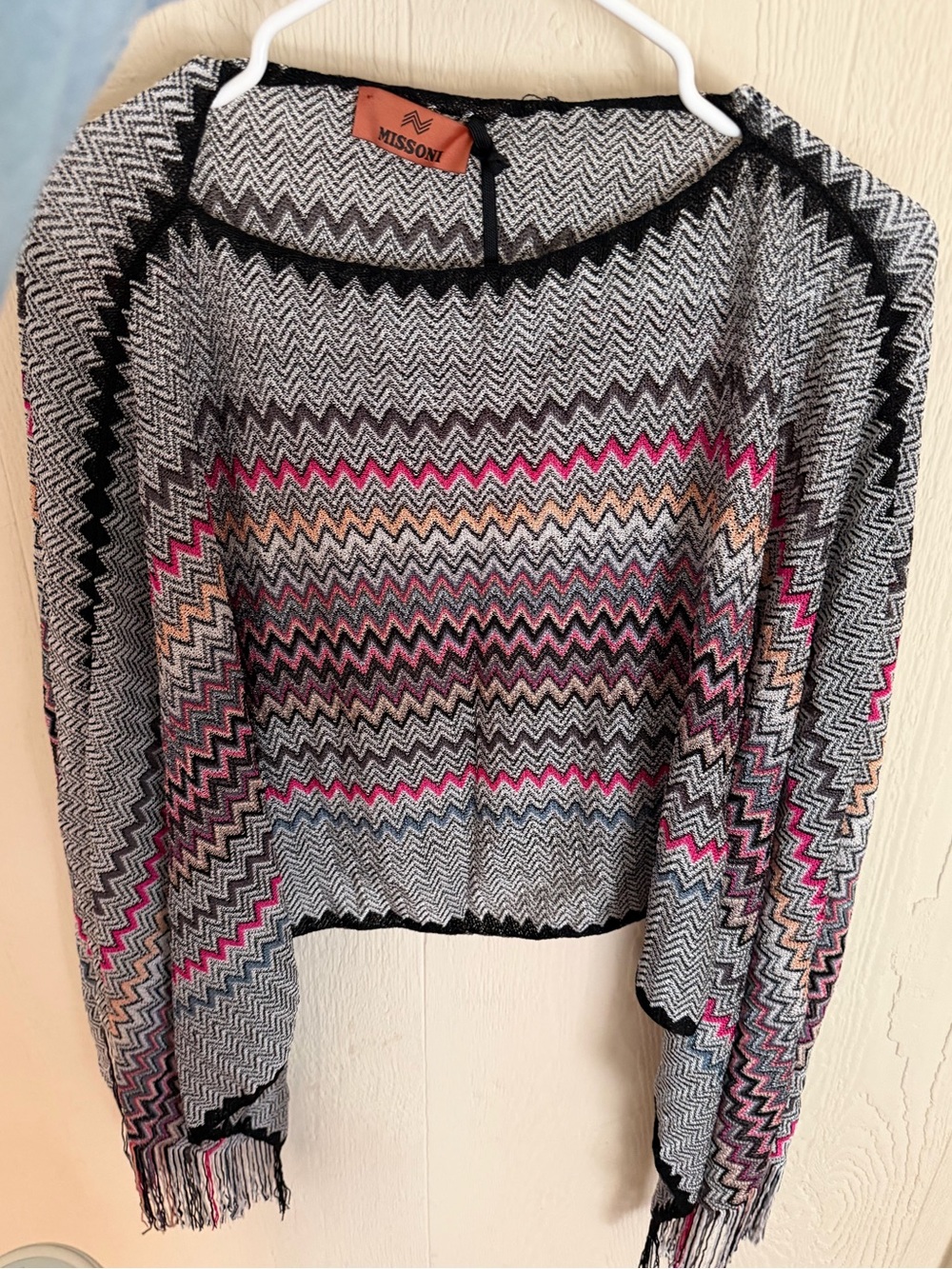 Missoni Zigzag Fringe Knit Shrug